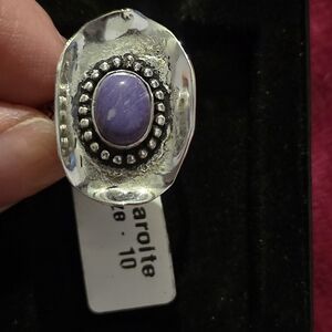 Silver and Purple Stone Ring